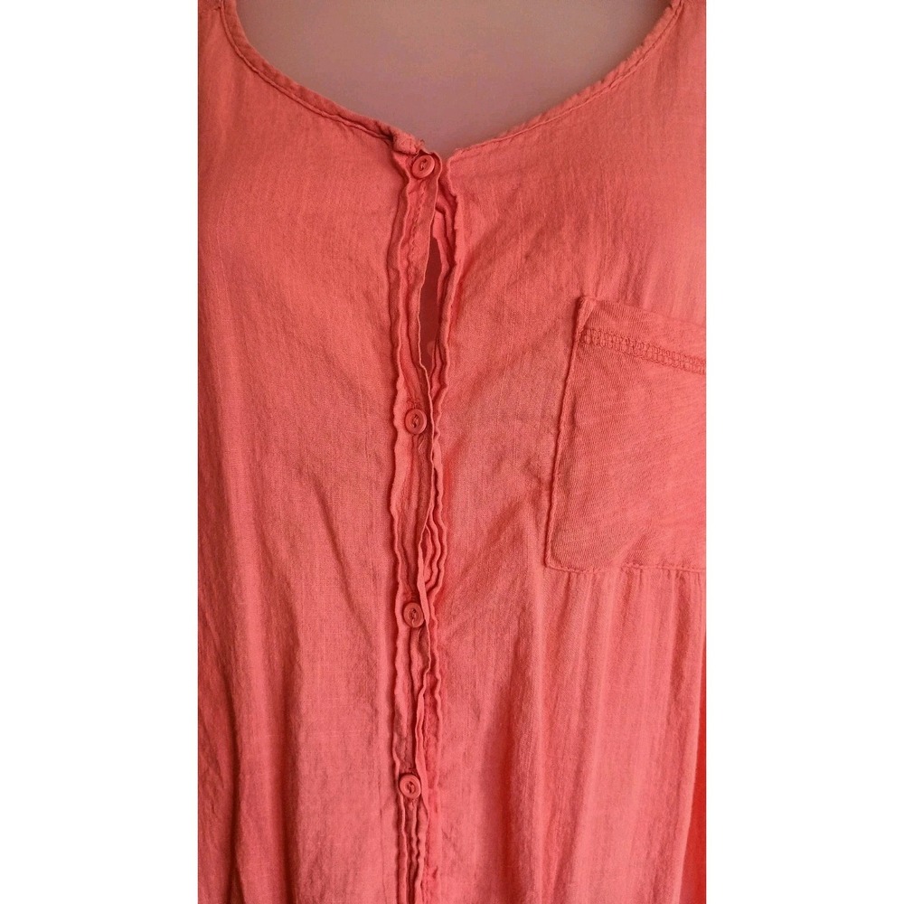 Michael Stars Coral Cotton Slub Knit Shirt Dress Drawstring Waist Casual Small‎ - Picture 3 of 10